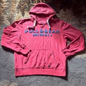 Pull&Bear Bold Red Men's Hoodie Large